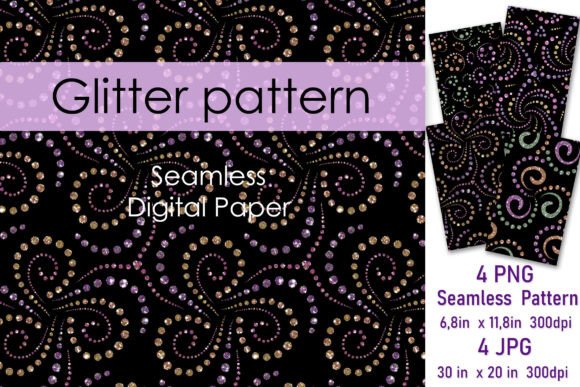 Download Luxury Glitter Swirls Seamless Patterns - Luxury glitter Collection