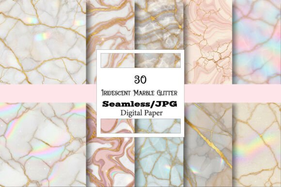 Download Iridescent Marble Glitter Digital Paper - Premium Resources
