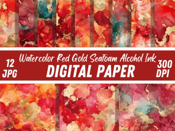 Download Watercolor Red Gold Alcohol Ink Marble - Premium Resources